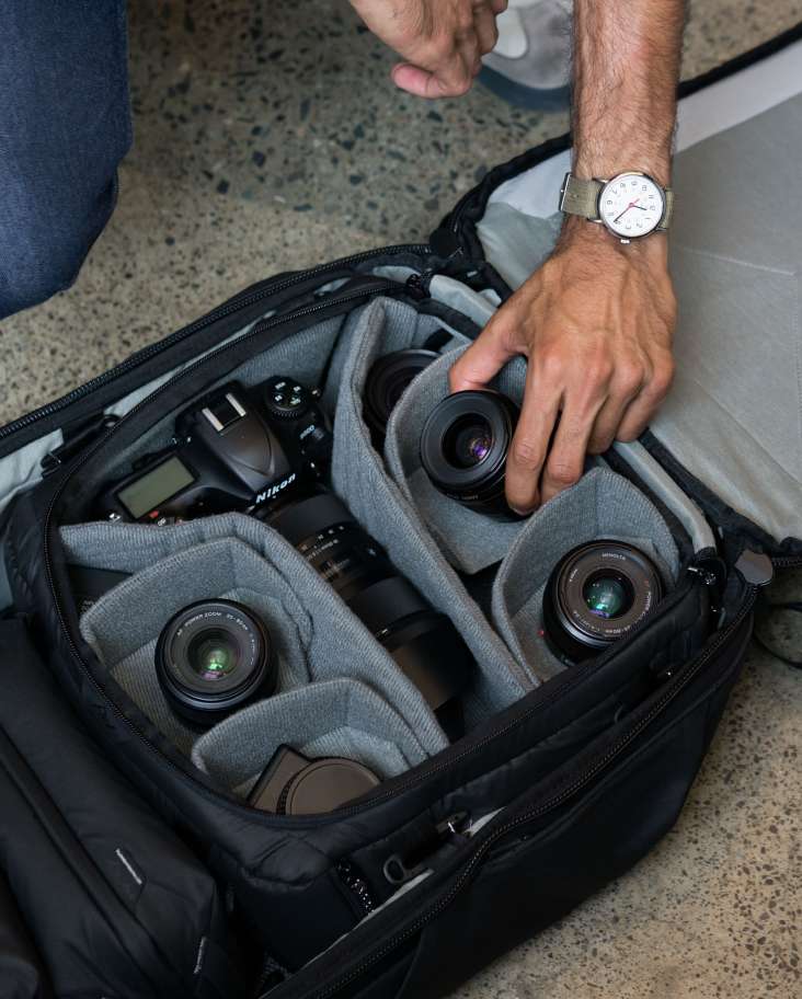 Camera gears inside the bag